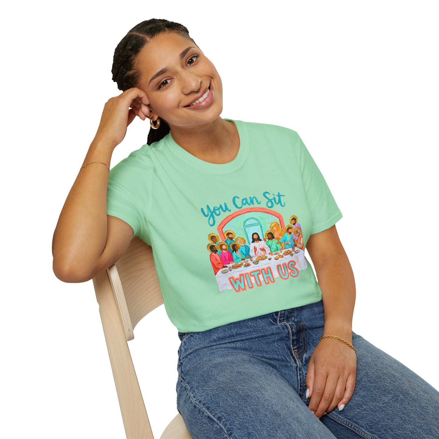 You Can Sit With Us T-Shirt — Inclusive Retro Last Supper Graphic Tee
