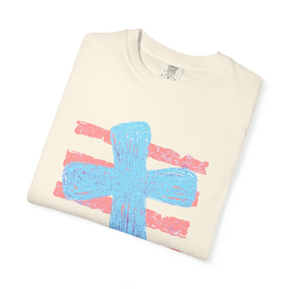 Cross & Stripes T-Shirt — Retro Coastal Church Graphic Tee