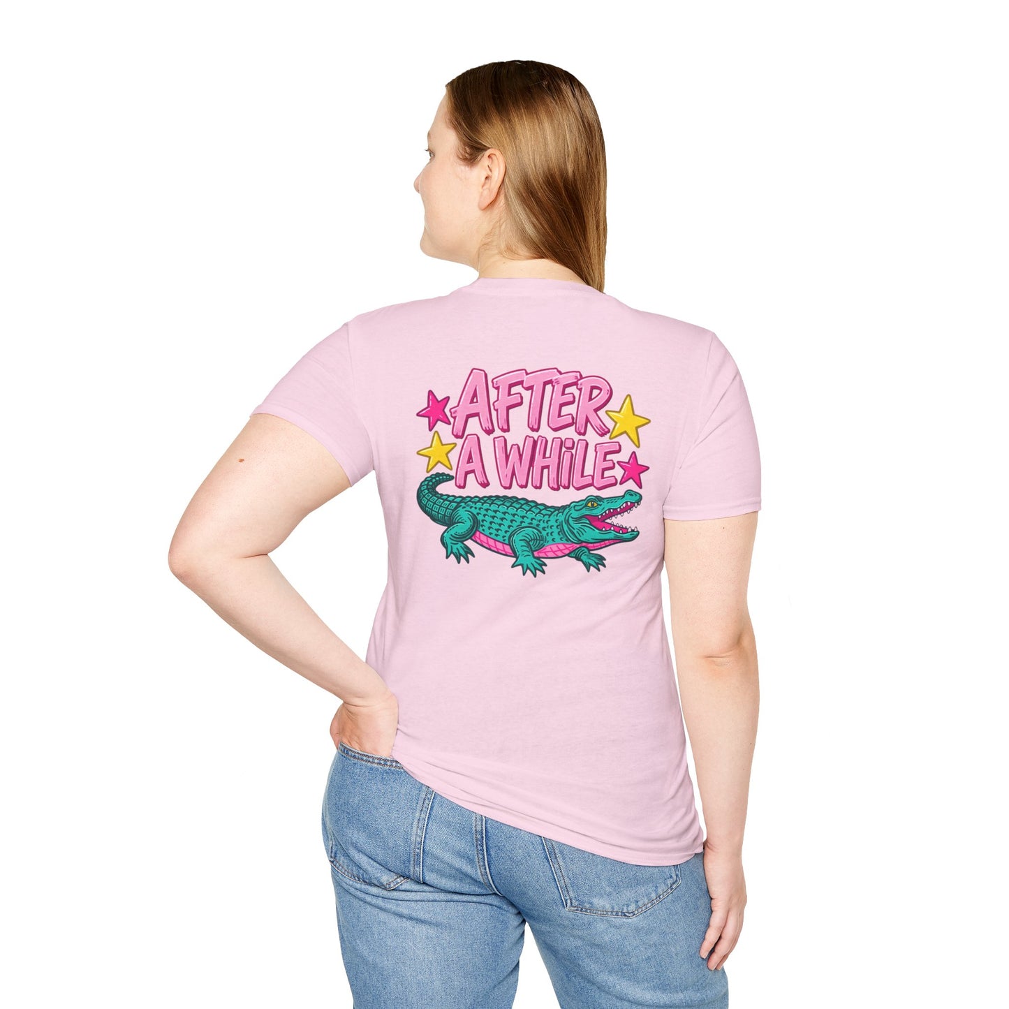 Later Alligator T‑Shirt — Retro Cartoon Gator "Later/After A While" Graphic Tee