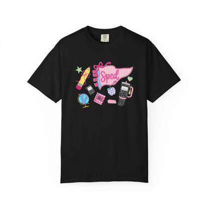 Retro Tech Collage T-Shirt — 'Speed' Graphic Tee for 90s Nostalgia