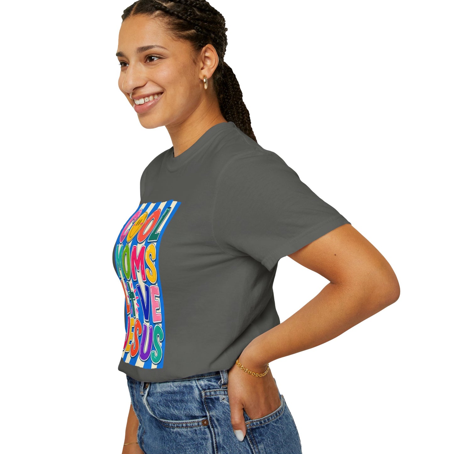 Cool Moms Love Jesus T-Shirt — Colorful Retro Christian Graphic Tee