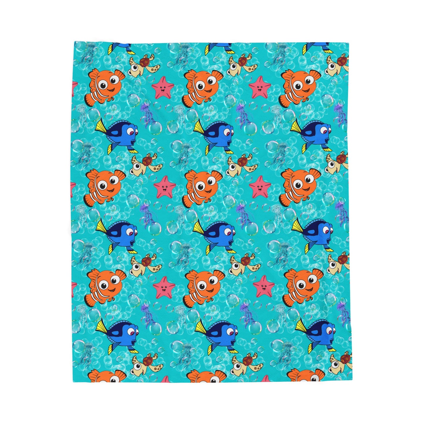 Kids' Ocean Friends Velveteen Plush Blanket – Nemo & Dory Sea Creatures Throw for Toddlers
