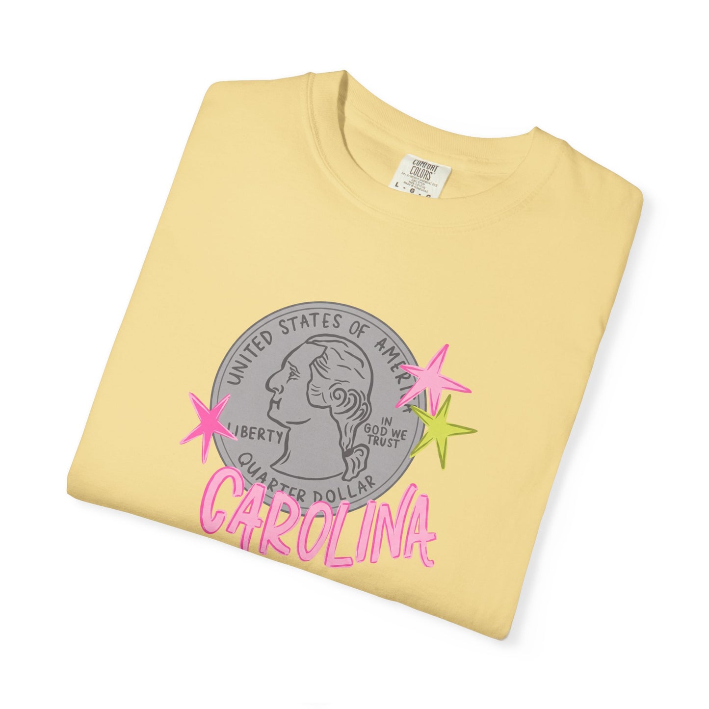 California Coin Graphic Tee — 'California' Retro Neon Stars T-Shirt