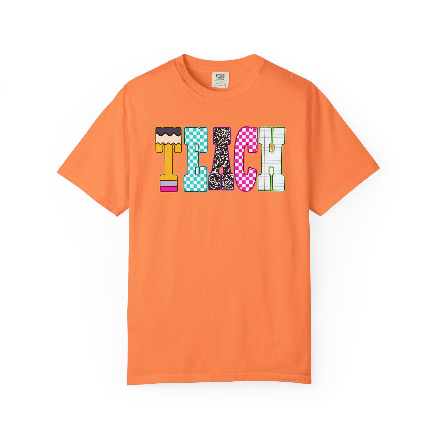 Teach Colorblock Graphic T-Shirt — Fun Teacher Appreciation Tee