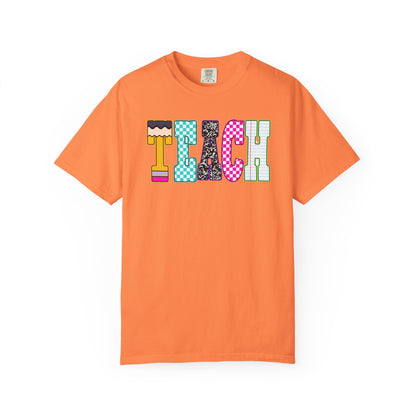 Teach Colorblock Graphic T-Shirt — Fun Teacher Appreciation Tee