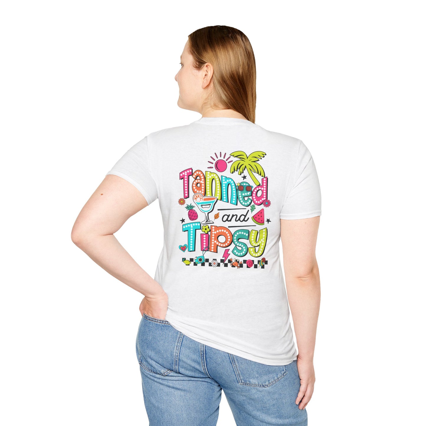 T-Shirt — "Tanned and Tipsy" Tropical Cocktail Graphic Tee