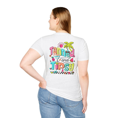 T-Shirt — "Tanned and Tipsy" Tropical Cocktail Graphic Tee