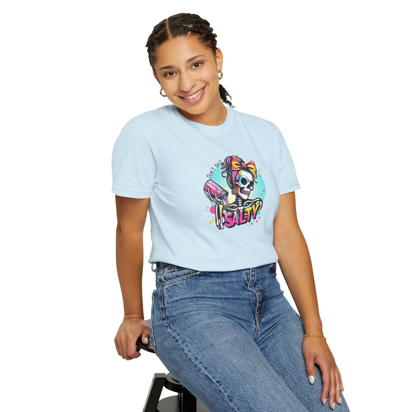 Salty Skull Graphic T-Shirt — Retro Neon Kawaii Skull Tee