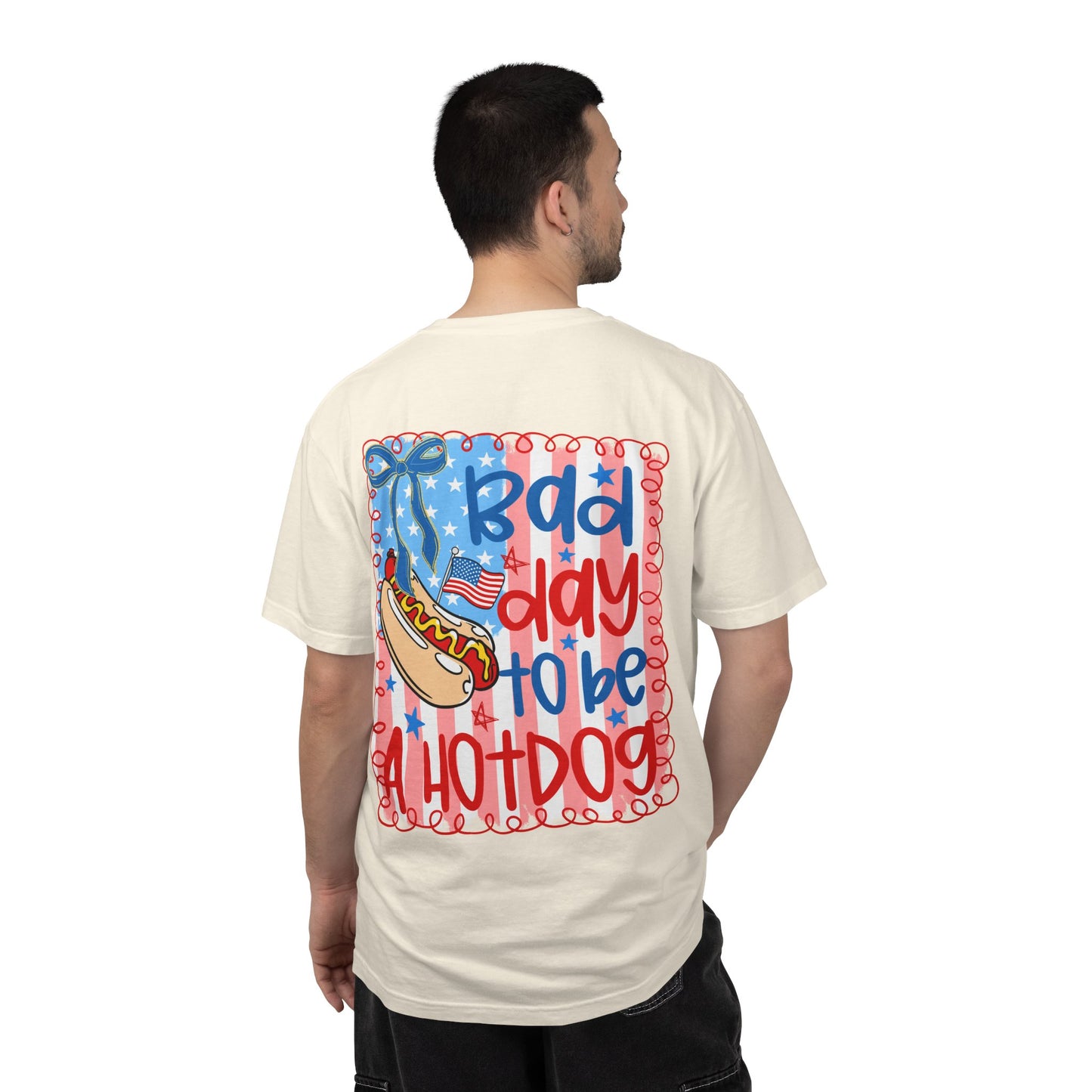 Hot Dog Graphic T-Shirt — "Bad Day to Be a Hot Dog" Patriotic Tee