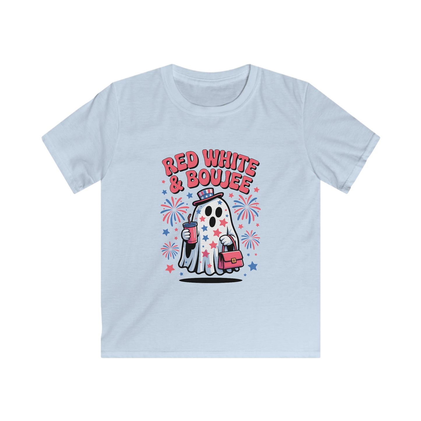 Kids Tee — "Red White & Boujee" Patriotic Ghost Shirt for 4th of July