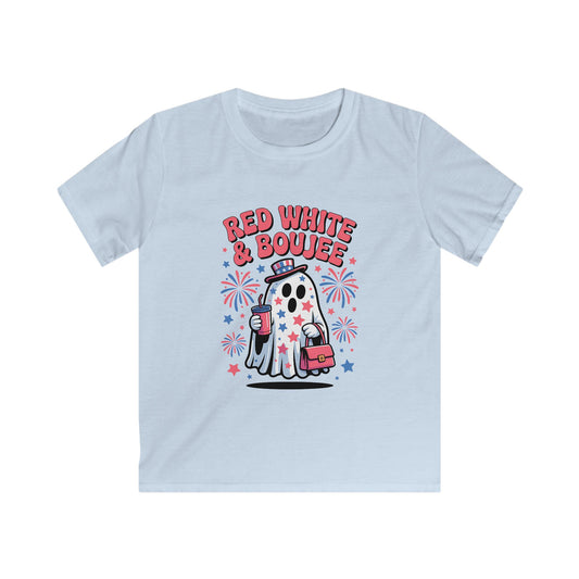 Kids Tee — "Red White & Boujee" Patriotic Ghost Shirt for 4th of July