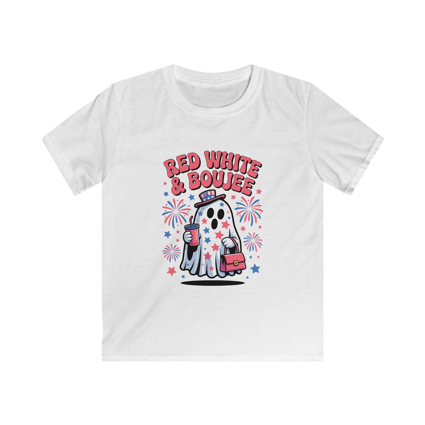 Kids Tee — "Red White & Boujee" Patriotic Ghost Shirt for 4th of July