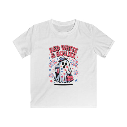 Kids Tee — "Red White & Boujee" Patriotic Ghost Shirt for 4th of July