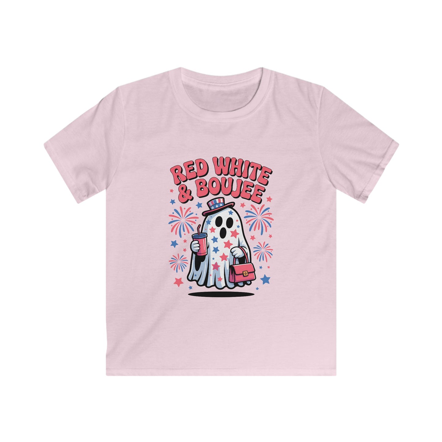 Kids Tee — "Red White & Boujee" Patriotic Ghost Shirt for 4th of July