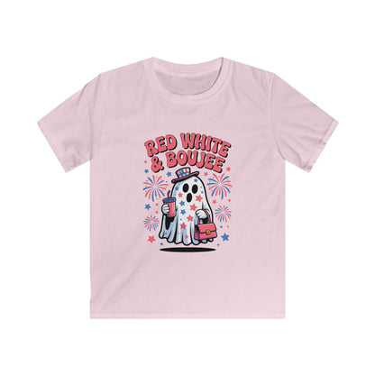 Kids Tee — "Red White & Boujee" Patriotic Ghost Shirt for 4th of July