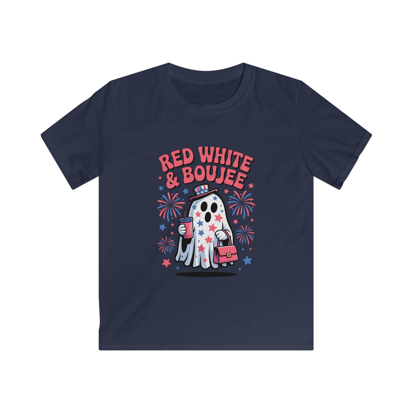 Kids Tee — "Red White & Boujee" Patriotic Ghost Shirt for 4th of July