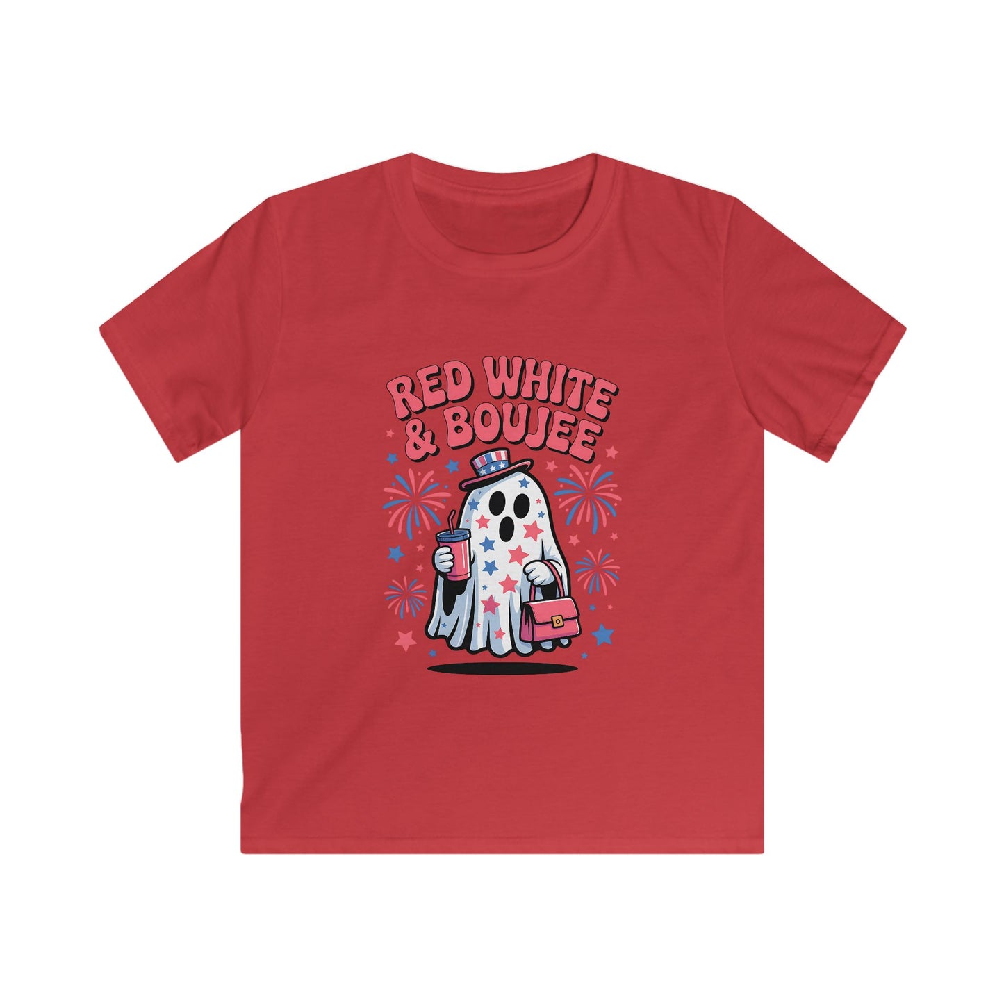 Kids Tee — "Red White & Boujee" Patriotic Ghost Shirt for 4th of July