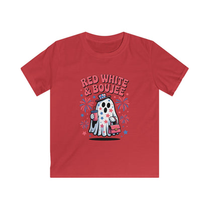 Kids Tee — "Red White & Boujee" Patriotic Ghost Shirt for 4th of July