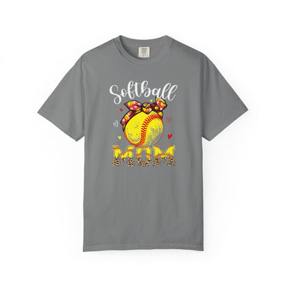 Softball Mom T‑Shirt — 'MOM' with Softball Bandana Graphic