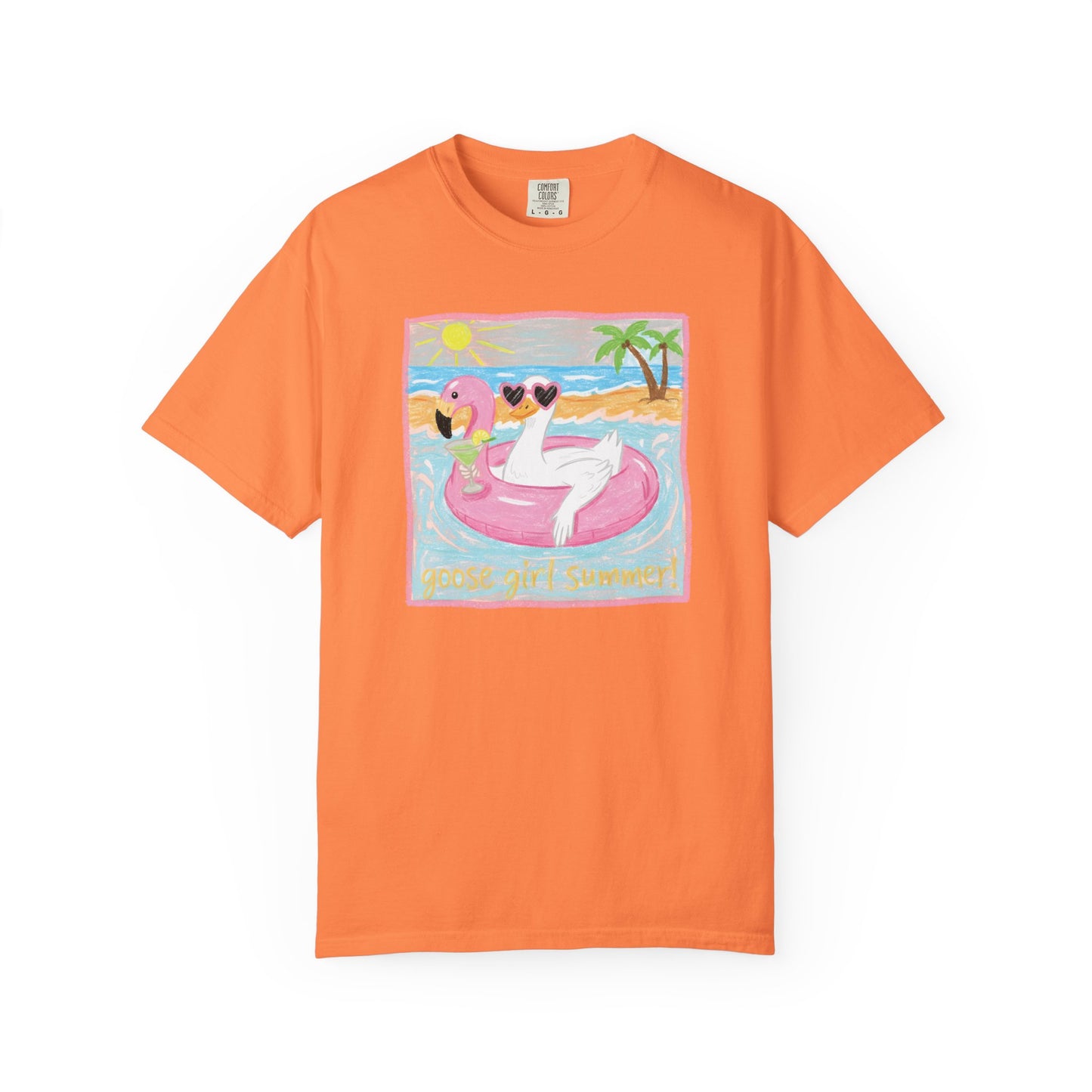 Summer Flamingo Pool Float T-Shirt – ‘Good Vibes & Sunshine’ Beach Tee