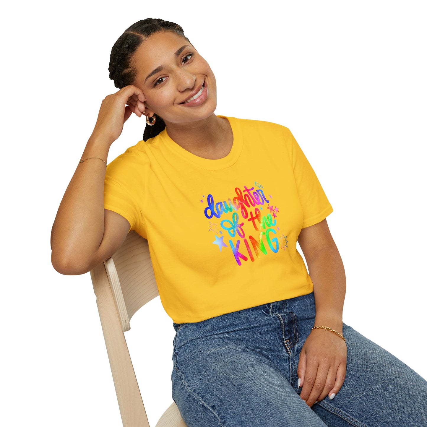 Daughter of the King Rainbow T-Shirt — Christian Faith Graphic Tee for Girls