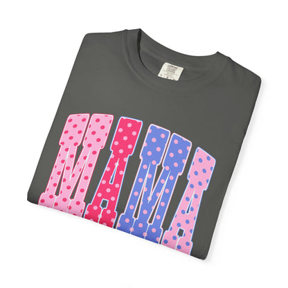 Mama Polka Dot Graphic T-Shirt — Pink & Purple Retro Mother's Day Tee