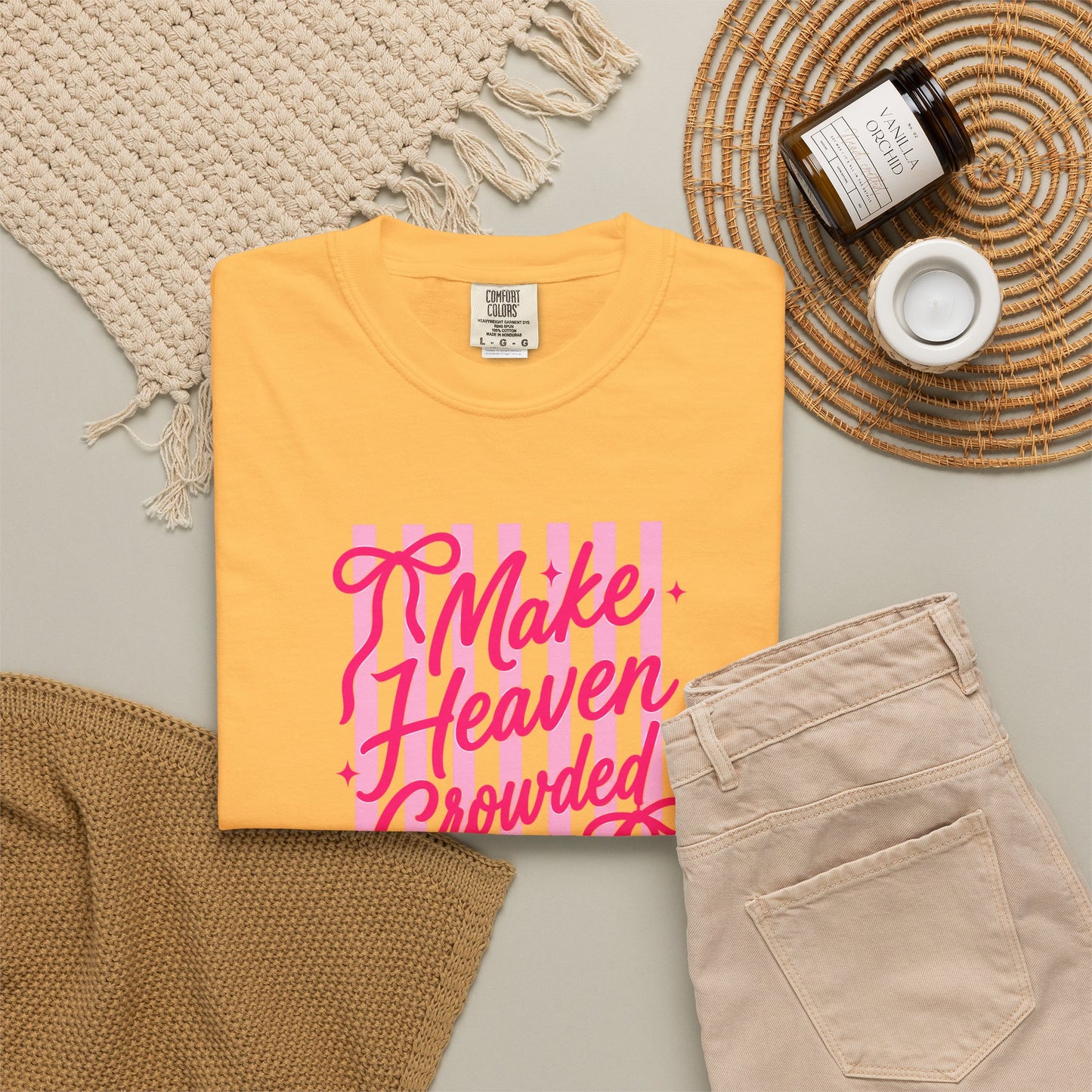 Make Heaven Crowded T-Shirt — Pink Script Graphic Tee
