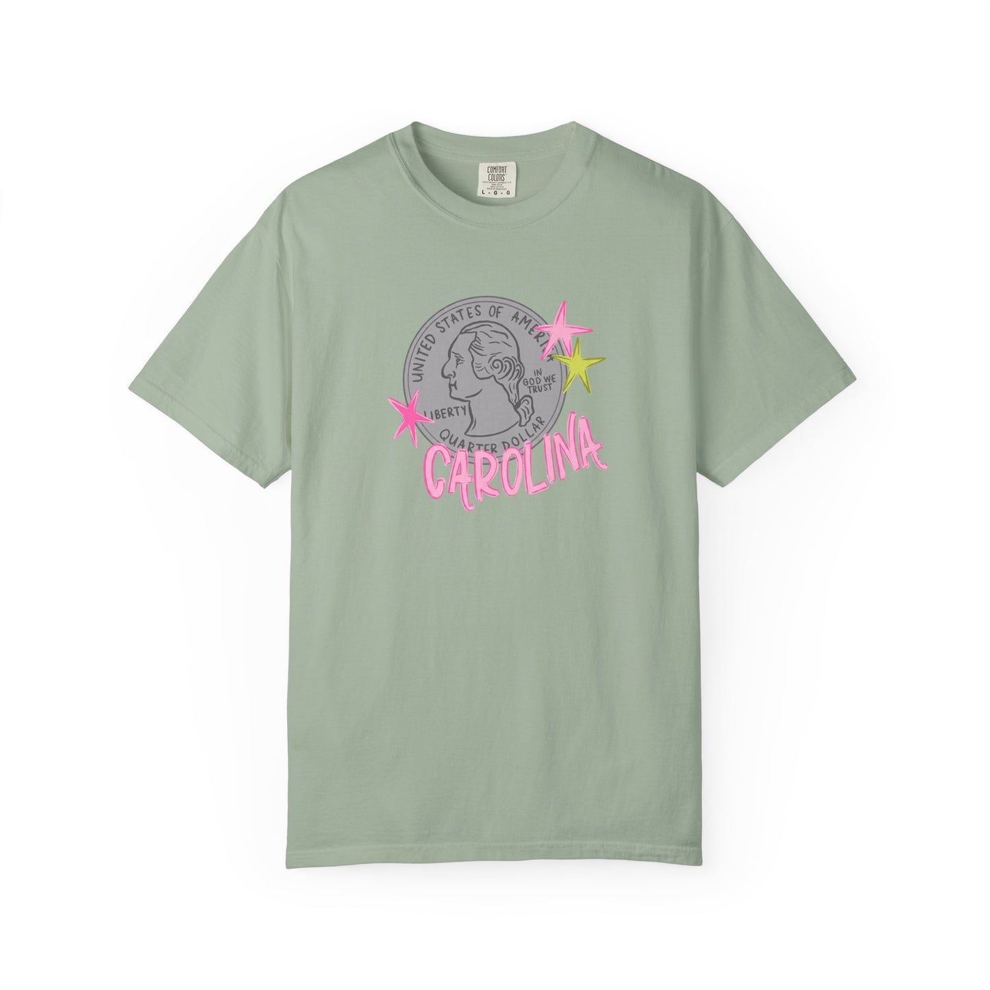 California Coin Graphic Tee — 'California' Retro Neon Stars T-Shirt