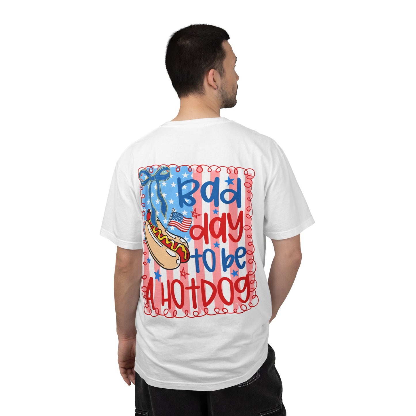 Hot Dog Graphic T-Shirt — "Bad Day to Be a Hot Dog" Patriotic Tee