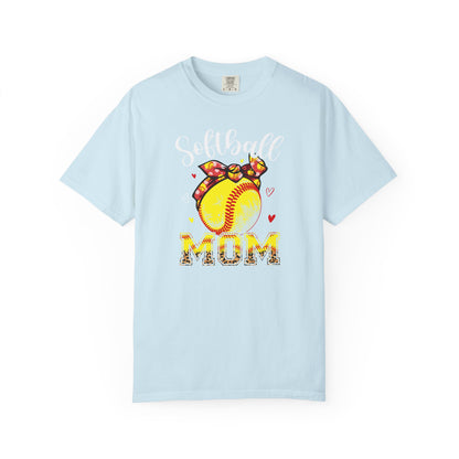 Softball Mom T‑Shirt — 'MOM' with Softball Bandana Graphic