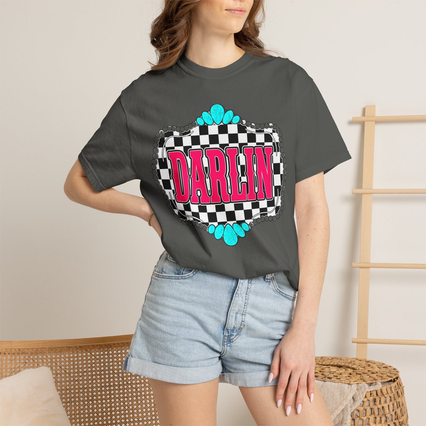 Darlin' Checkerboard Graphic T-Shirt