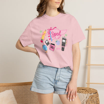 Retro Tech Collage T-Shirt — 'Speed' Graphic Tee for 90s Nostalgia