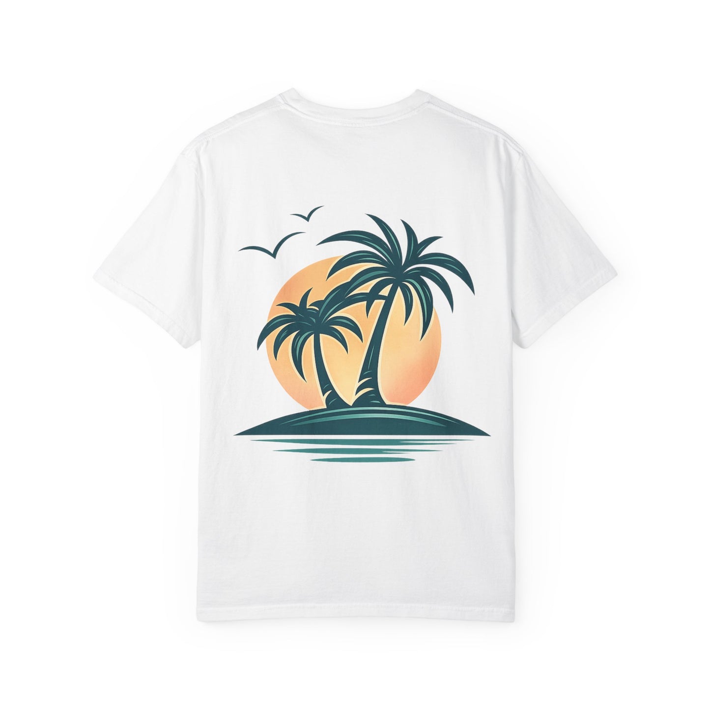 Palm Island Sunset T-Shirt — Tropical Beach Graphic Tee