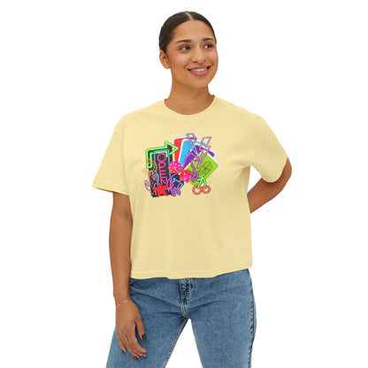 Retro Neon Makeup Graphic Tee — Women's Boxy Tee