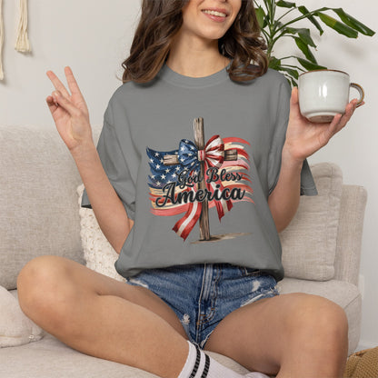 God Bless America Flag & Cross T-Shirt