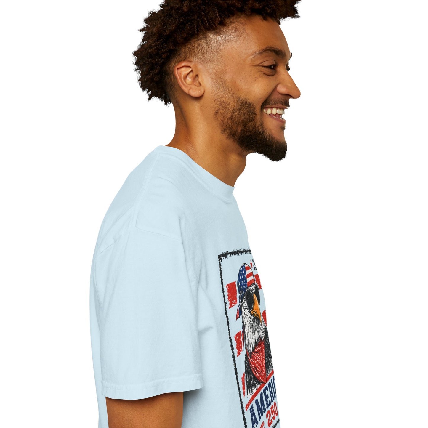 America 250 Eagle T-Shirt — Patriotic USA Flag Stamp Design