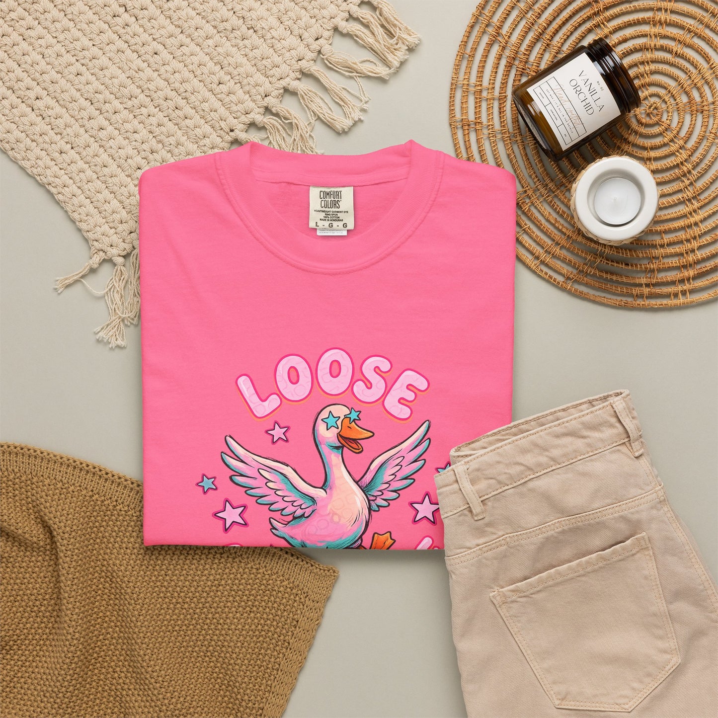 Loose as a Goose T-Shirt — Cute Retro Pink Goose Graphic Tee