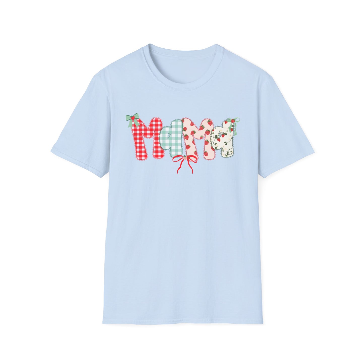 Mama Patterned Patchwork T-Shirt — Floral & Gingham "Mama" Design, Cute Mother's Day Gift