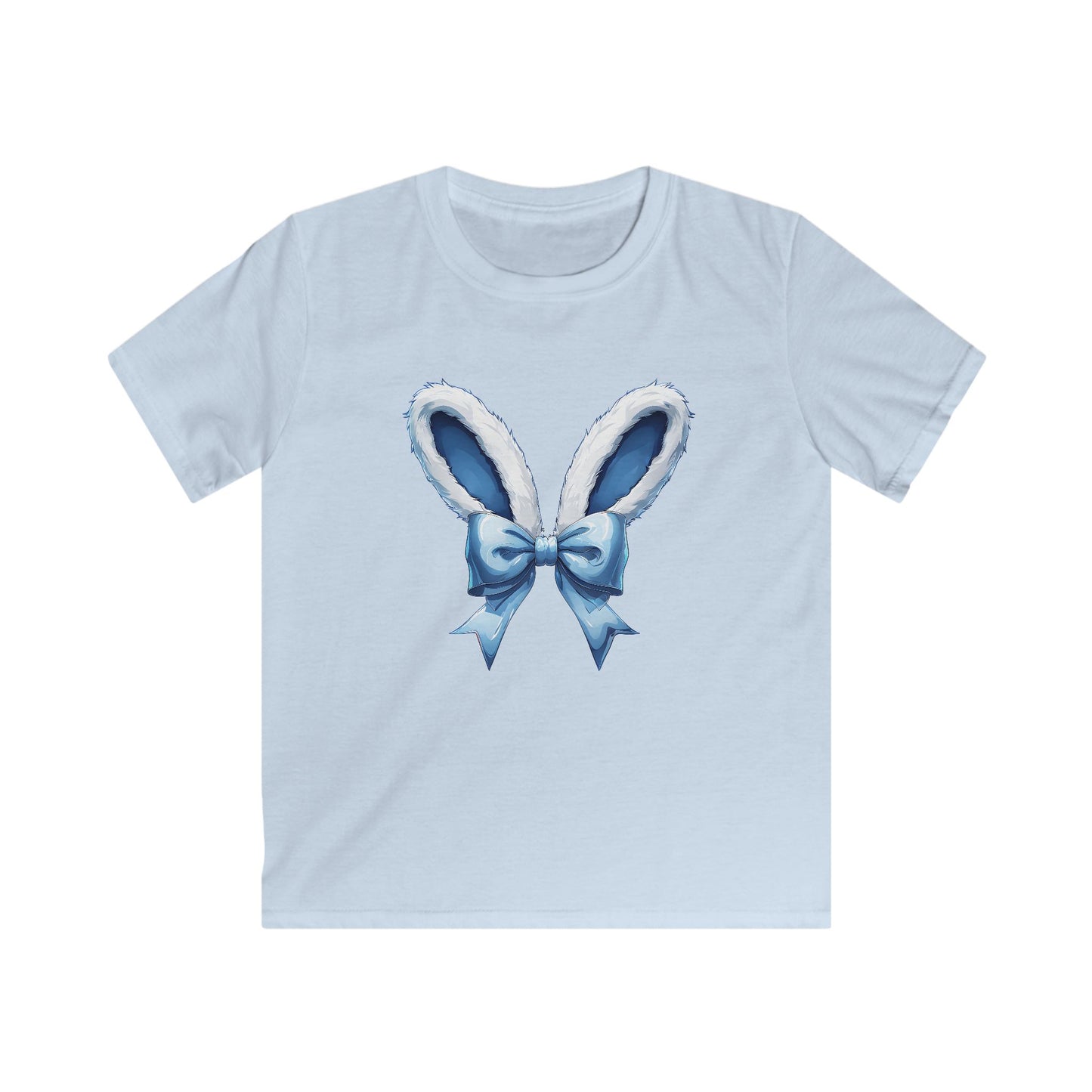Kids Bunny Ears Tee — Blue Bow Easter Shirt for Toddlers