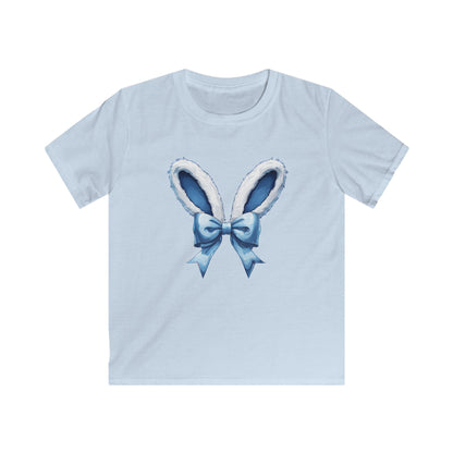 Kids Bunny Ears Tee — Blue Bow Easter Shirt for Toddlers