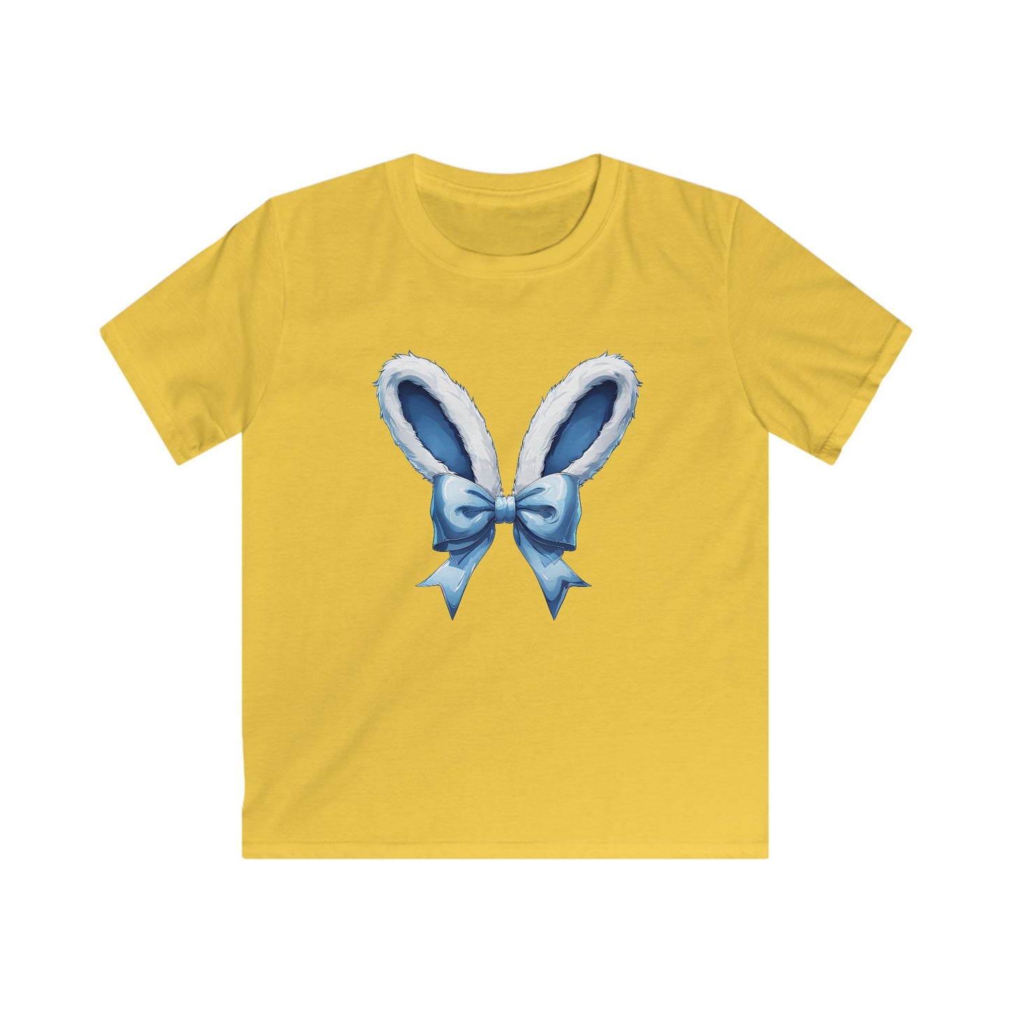 Kids Bunny Ears Tee — Blue Bow Easter Shirt for Toddlers