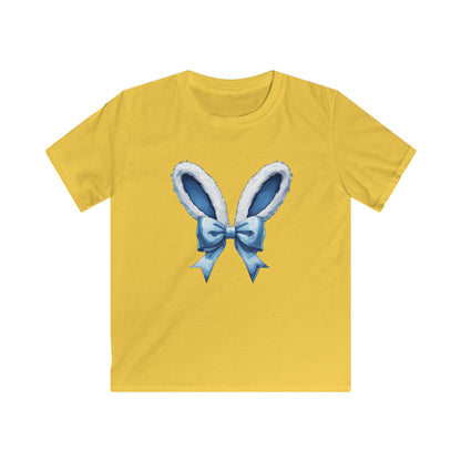 Kids Bunny Ears Tee — Blue Bow Easter Shirt for Toddlers