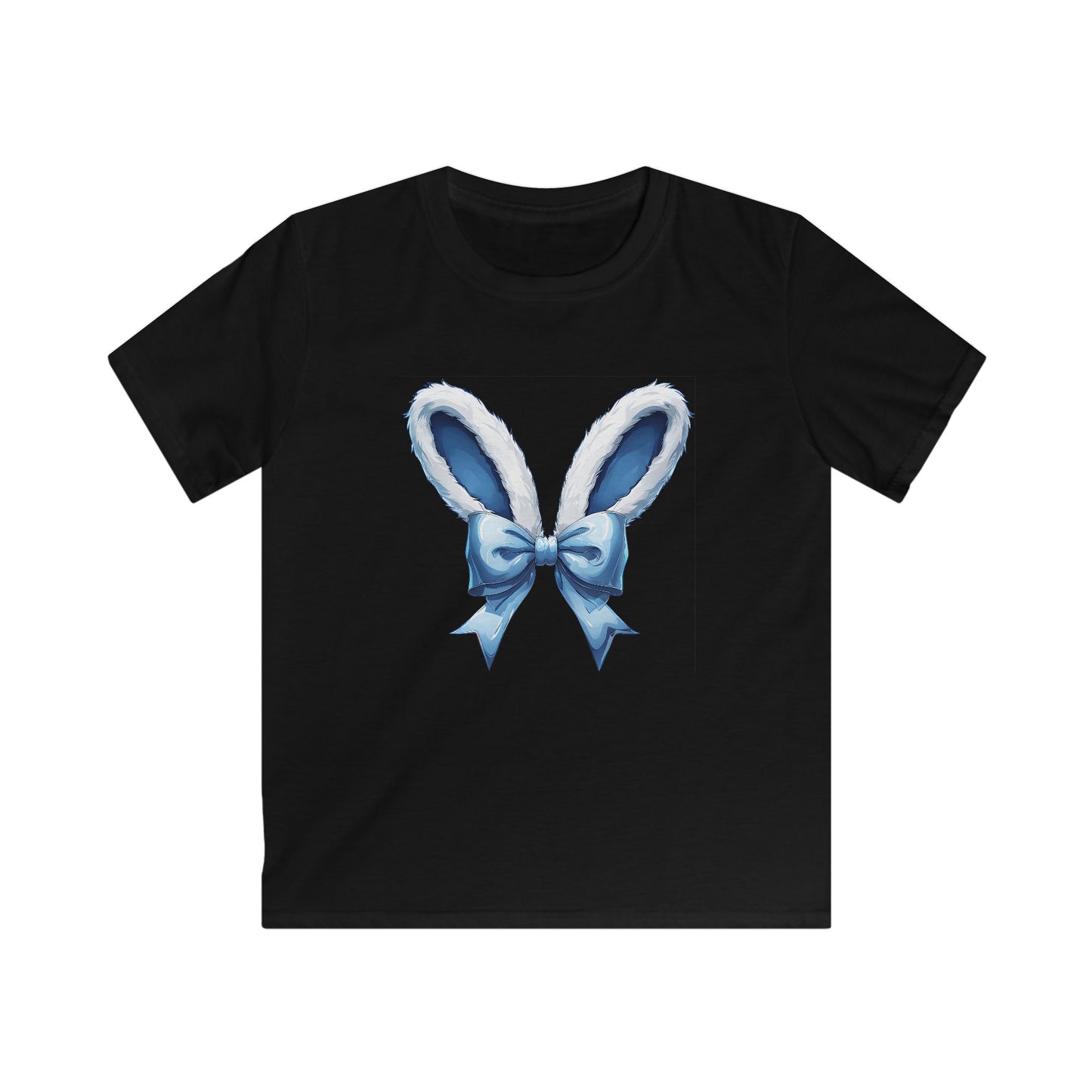 Kids Bunny Ears Tee — Blue Bow Easter Shirt for Toddlers