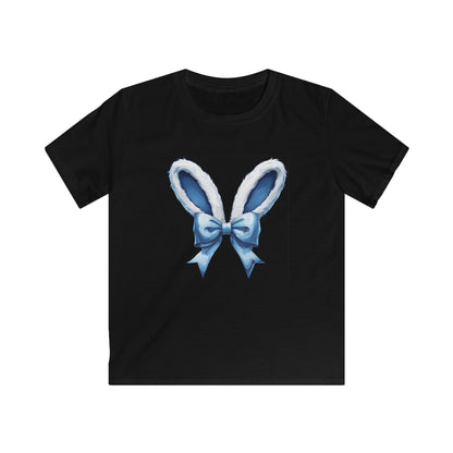 Kids Bunny Ears Tee — Blue Bow Easter Shirt for Toddlers