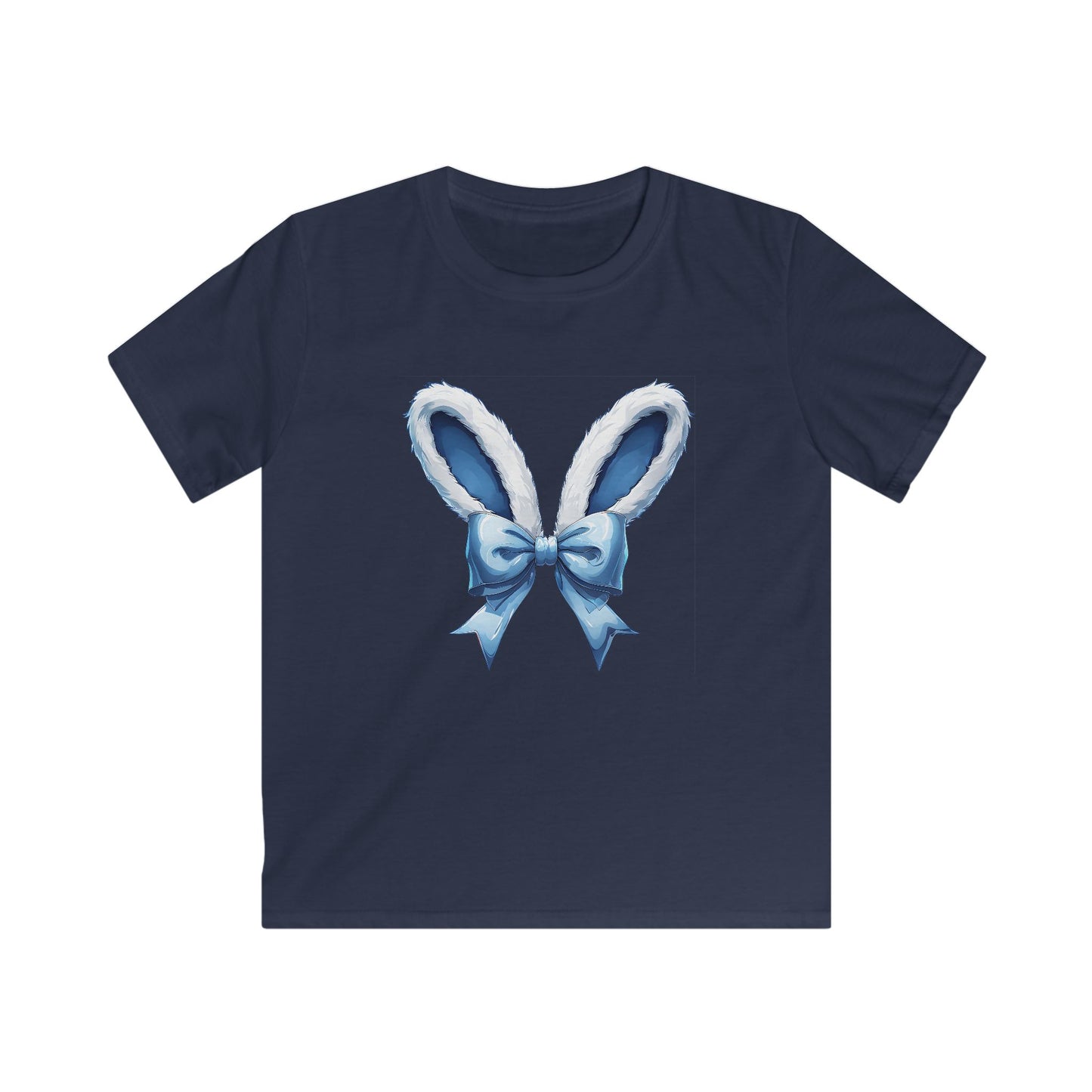 Kids Bunny Ears Tee — Blue Bow Easter Shirt for Toddlers