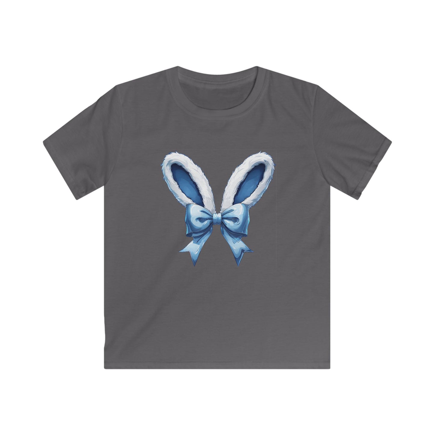 Kids Bunny Ears Tee — Blue Bow Easter Shirt for Toddlers