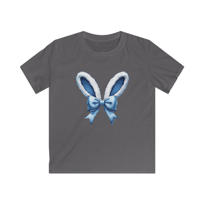 Kids Bunny Ears Tee — Blue Bow Easter Shirt for Toddlers