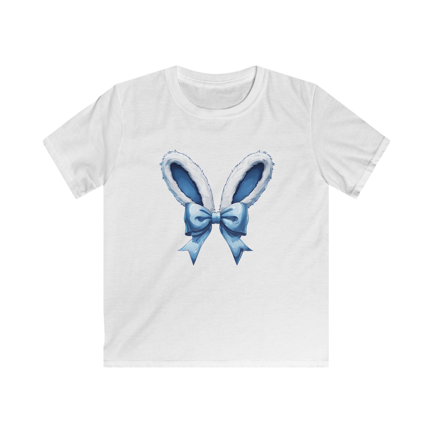 Kids Bunny Ears Tee — Blue Bow Easter Shirt for Toddlers