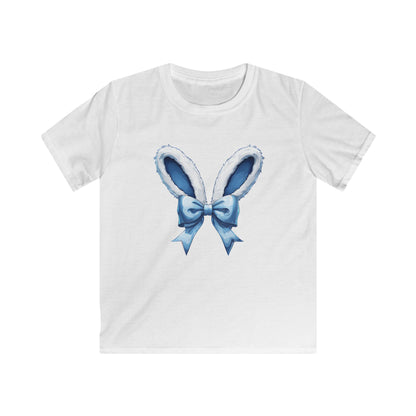 Kids Bunny Ears Tee — Blue Bow Easter Shirt for Toddlers
