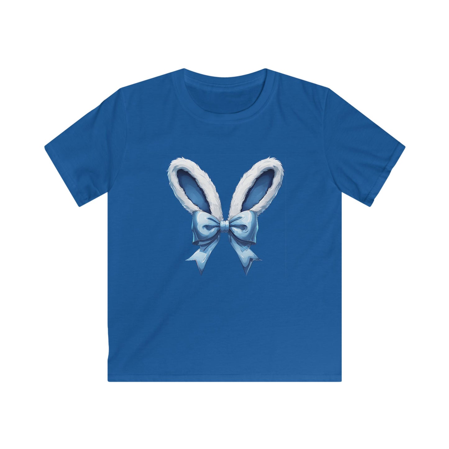 Kids Bunny Ears Tee — Blue Bow Easter Shirt for Toddlers